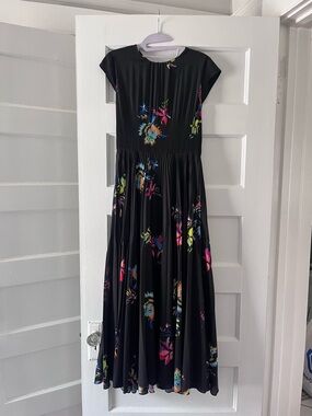 JASON WU COLLECTION BLACK PRINT PLEATED DRESS